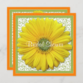 イエローオレンジグリーンデイジーブライダルシャワー招待 招待状 (正面/裏面)