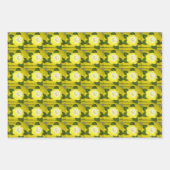 イエローオレンジグリーンフローラアーティザンクロシェプリント ラッピングペーパーシート (正面)