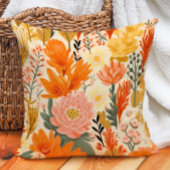 イエローオレンジコーラルグリーンフローラ クッション