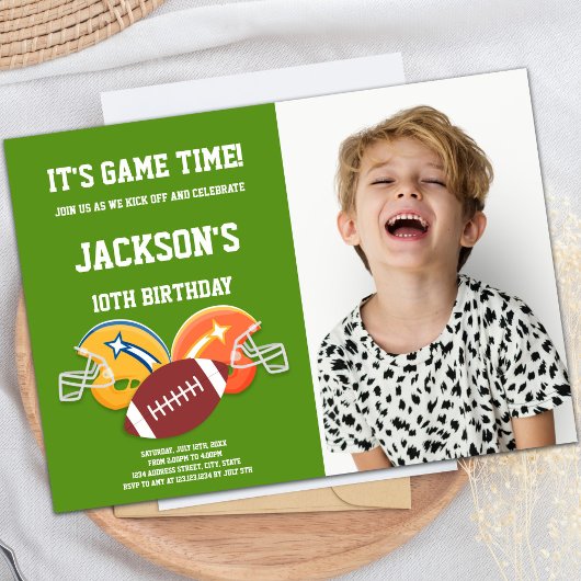 イエローオレンジサッカー誕生日招待状写真 招待状