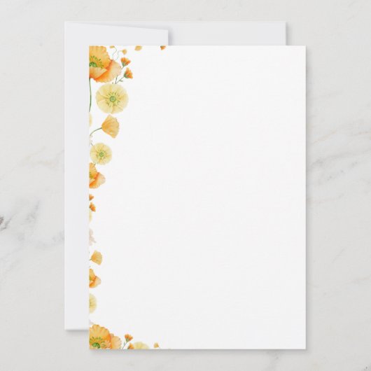 イエローオレンジサマー鮮やかガーデンブライダルシャワー 招待状 (裏面)