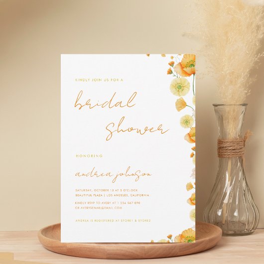 イエローオレンジサマー鮮やかガーデンブライダルシャワー 招待状