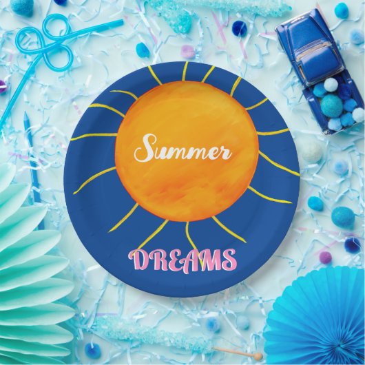 イエローオレンジサンサマードリームズ ペーパープレート (パーティー)