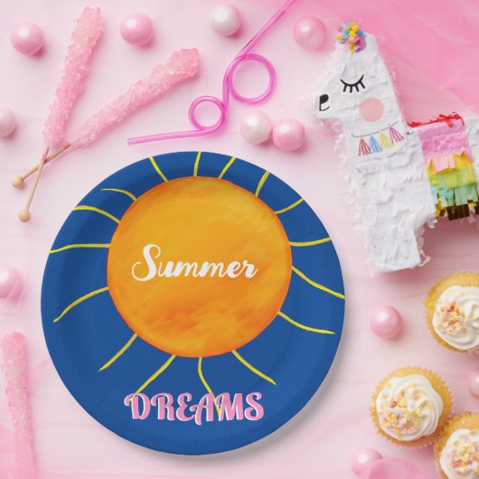 イエローオレンジサンサマードリームズ ペーパープレート (パーティー)