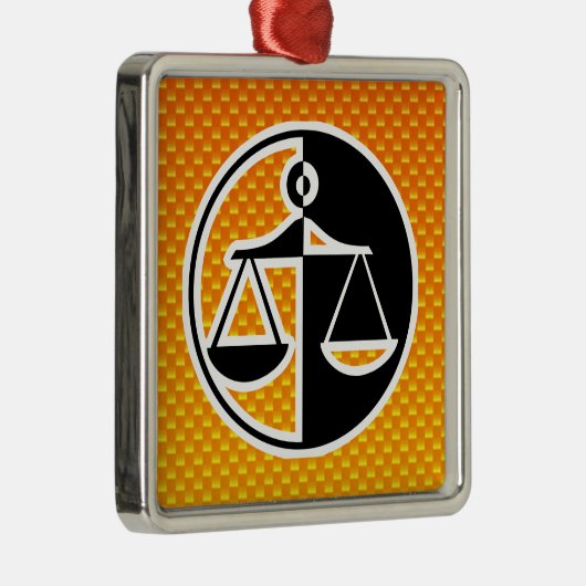 イエローオレンジジャスティスはかりで測 メタルオーナメント (右)
