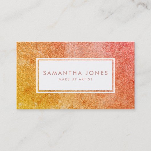 イエローオレンジスパークルグリッターガーリーメイクアップアーティスト 名刺 (正面)