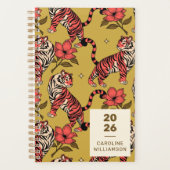 イエローオレンジタイガーフラワービッグキャットパーソナライズド プランナー手帳 (正面)