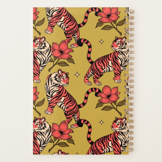 イエローオレンジタイガーフラワービッグキャットパーソナライズド プランナー手帳 (裏面)
