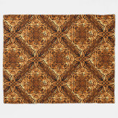 イエローオレンジタウペブラウンお尻ボヘミアンバリアート フリースブランケット (正面(横))