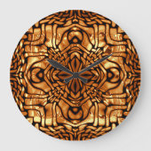 イエローオレンジタウペブラウンお尻ボヘミアンバリアート ラージ壁時計 (正面)