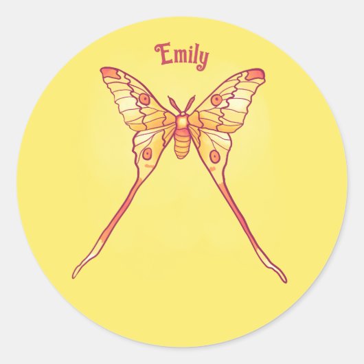 イエローオレンジバタフライルナモスガール名 ラウンドシール (正面)