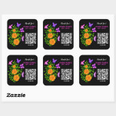 イエローオレンジバラフラワーサンキューQRコード スクエアシール (シート)