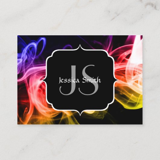 イエローオレンジパープル抽象芸術スモークブラックモノグラム 名刺 (裏面)