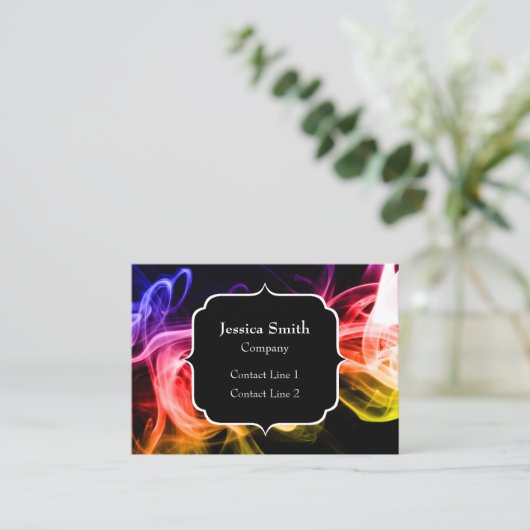 イエローオレンジパープル抽象芸術スモークブラックモノグラム 名刺 (スタンド正面)