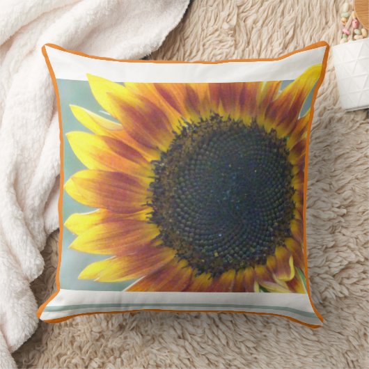 イエローオレンジヒマワリのお客様オレンジ装飾用クッション クッション (ブランケット)