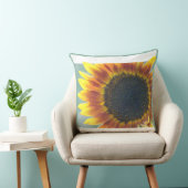 イエローオレンジヒマワリのお客様ブルー装飾用クッション クッション (椅子)