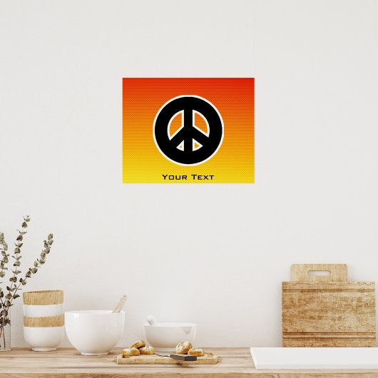 イエローオレンジピースサイン ポスター (キッチン)