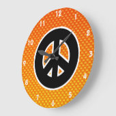 イエローオレンジピースサイン ラージ壁時計 (傾斜)