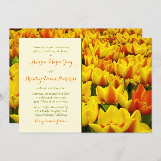 イエローオレンジフィールドオブチューリップ結婚式招待状 招待状 (正面/裏面)