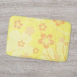 イエローオレンジフラワーシンプルズレトロフローラ バスマット