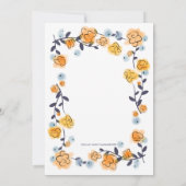 イエローオレンジフローラベビーシャワー招待状ガール 招待状 (裏面)