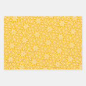 イエローオレンジフローラペイズリーモダンデザイン ラッピングペーパーシート (正面3)