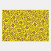 イエローオレンジフローラペイズリーモダンデザイン ラッピングペーパーシート (正面2)