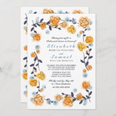 イエローオレンジフローラリハーサルディナー招待状 招待状 (正面/裏面)