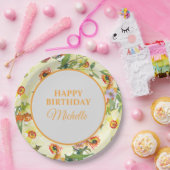 イエローオレンジフローラ誕生会 ペーパープレート (パーティー)