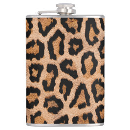 イエローオレンジブラウンブラックレオパードアニマルプリント フラスク