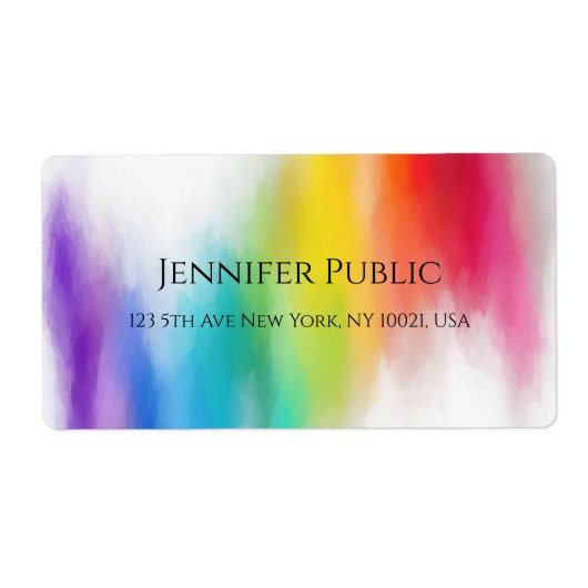 イエローオレンジブルーグリーンピンクレッドパープルモダン ラベル (正面)