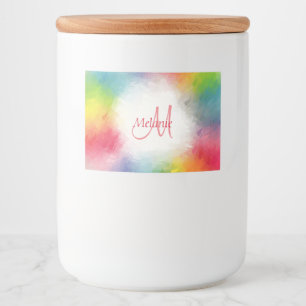 イエローオレンジブルーグリーンピンクレッドパープルモノグラム フードラベル