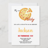 イエローオレンジホワイトレッドピザ誕生日招待状 招待状 (正面)