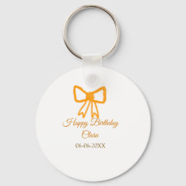 イエローオレンジボウウォーター色レトロハッピーバースデー キーホルダー