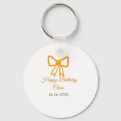 イエローオレンジボウウォーター色レトロハッピーバースデー キーホルダー (裏面)