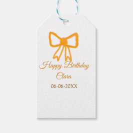 イエローオレンジボウウォーター色レトロハッピーバースデー ギフトタグ