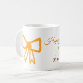 イエローオレンジボウウォーター色レトロハッピーバースデー コーヒーマグカップ (正面左)