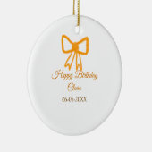 イエローオレンジボウウォーター色レトロハッピーバースデー セラミックオーナメント (右)