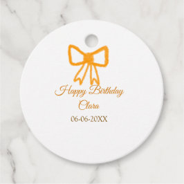 イエローオレンジボウウォーター色レトロハッピーバースデー フェイバータグ