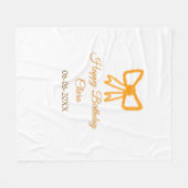 イエローオレンジボウウォーター色レトロハッピーバースデー フリースブランケット (正面(横))