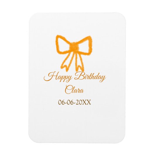 イエローオレンジボウウォーター色レトロハッピーバースデー マグネット (縦)