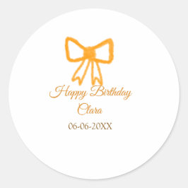 イエローオレンジボウウォーター色レトロハッピーバースデー ラウンドシール