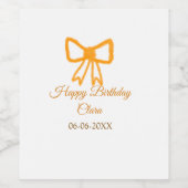 イエローオレンジボウウォーター色レトロハッピーバースデー ワインラベル (シングルラベル)