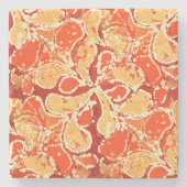 イエローオレンジボヘミアンバリろうけつ染めスタイルペイズリー ストーンコースター (正面)