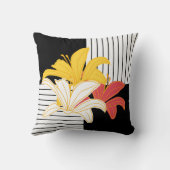 イエローオレンジリリーオン白黒ストライプズスロー クッション (裏面)