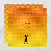 イエローオレンジヴィンテージゴルファー 招待状 (正面/裏面)