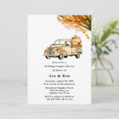 イエローオレンジヴィンテージトラック結婚のカップルのシャワー 招待状 (スタンド正面)