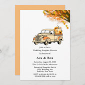イエローオレンジヴィンテージトラック結婚のカップルのシャワー 招待状 (正面/裏面)