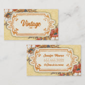 イエローオレンジヴィンテージレトロフローラ 名刺 (正面/裏面)