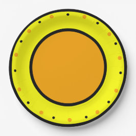 イエローオレンジ幾何学的なドット ペーパープレート